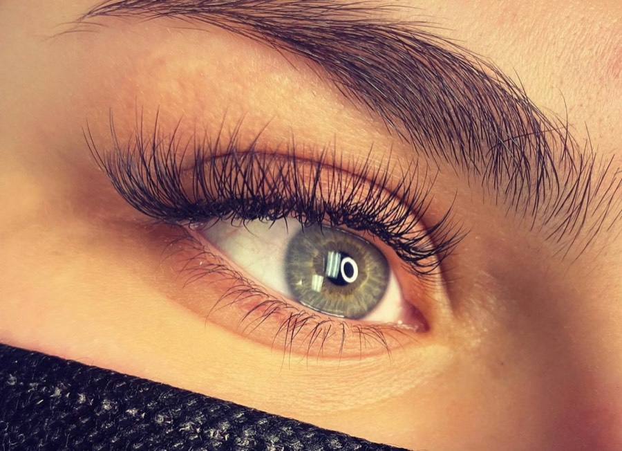 Close-up of an eye with full lash extensions